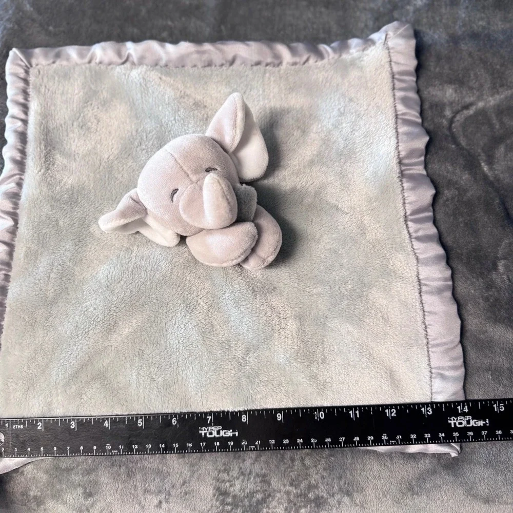 Carters Gray Elephant Security Blanket Lovey Plush Satin Trim Cuddle Baby Unisex
